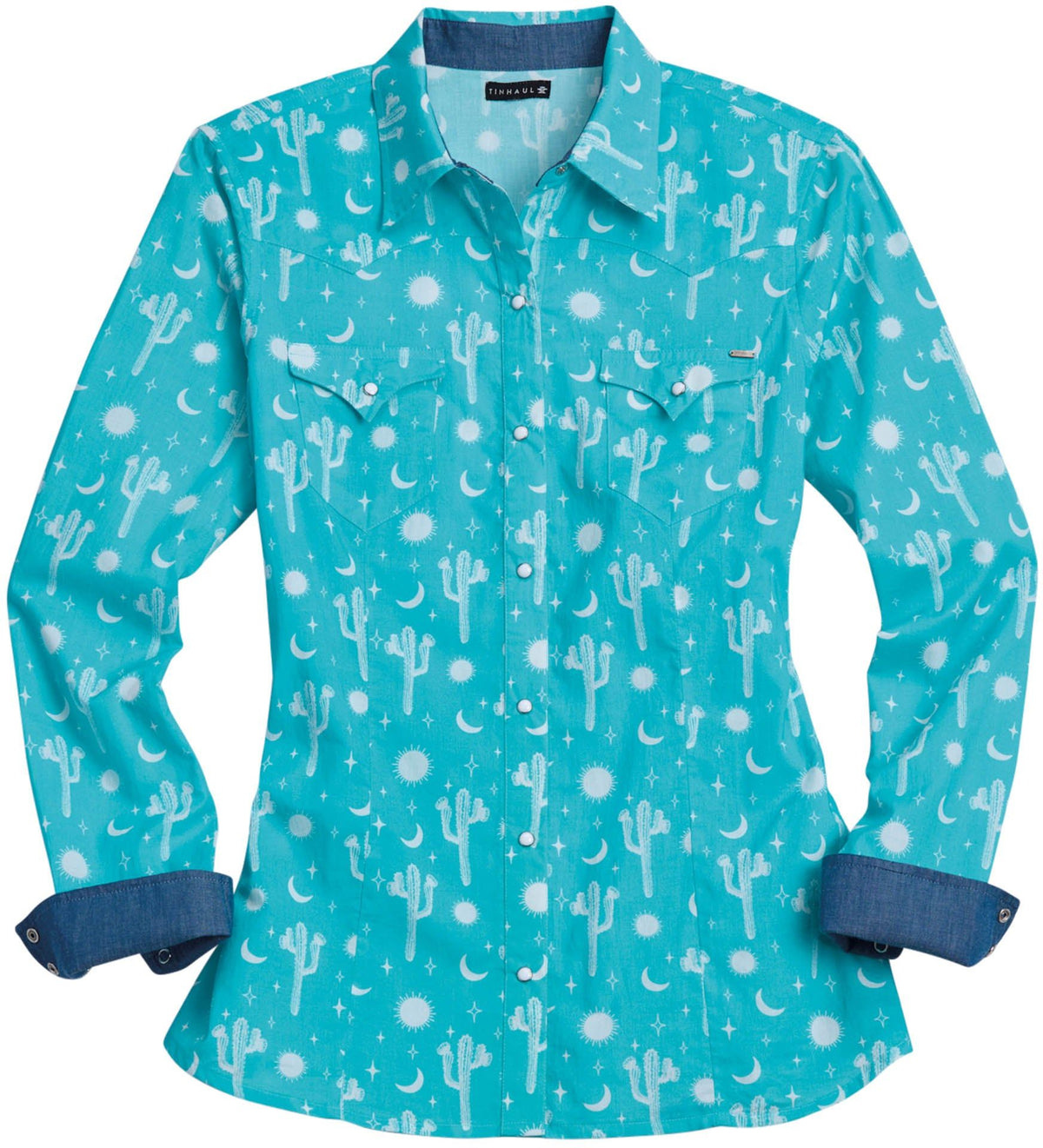 Tin Haul Womens Boho Cactus Print Long Sleeve Shirt - Tin Haul - Flyclothing LLC