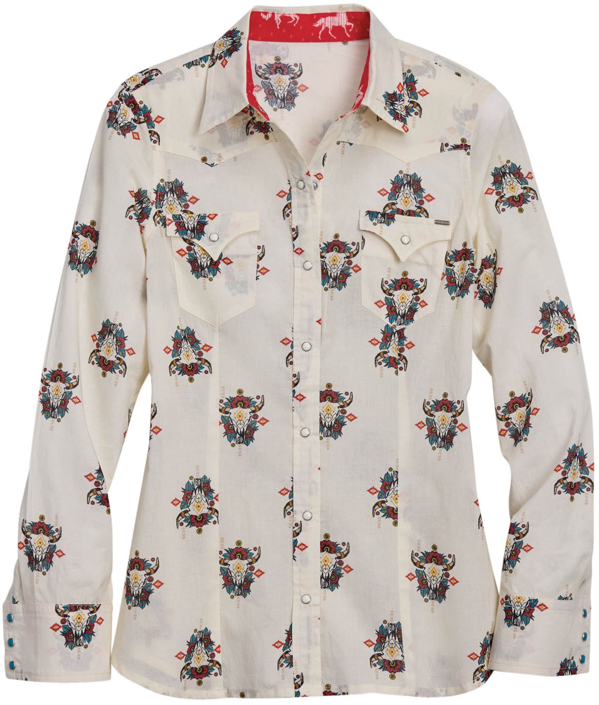 Tin Haul Womens Longhorns Print Western Long Sleeve Shirt - Tin Haul - Flyclothing LLC