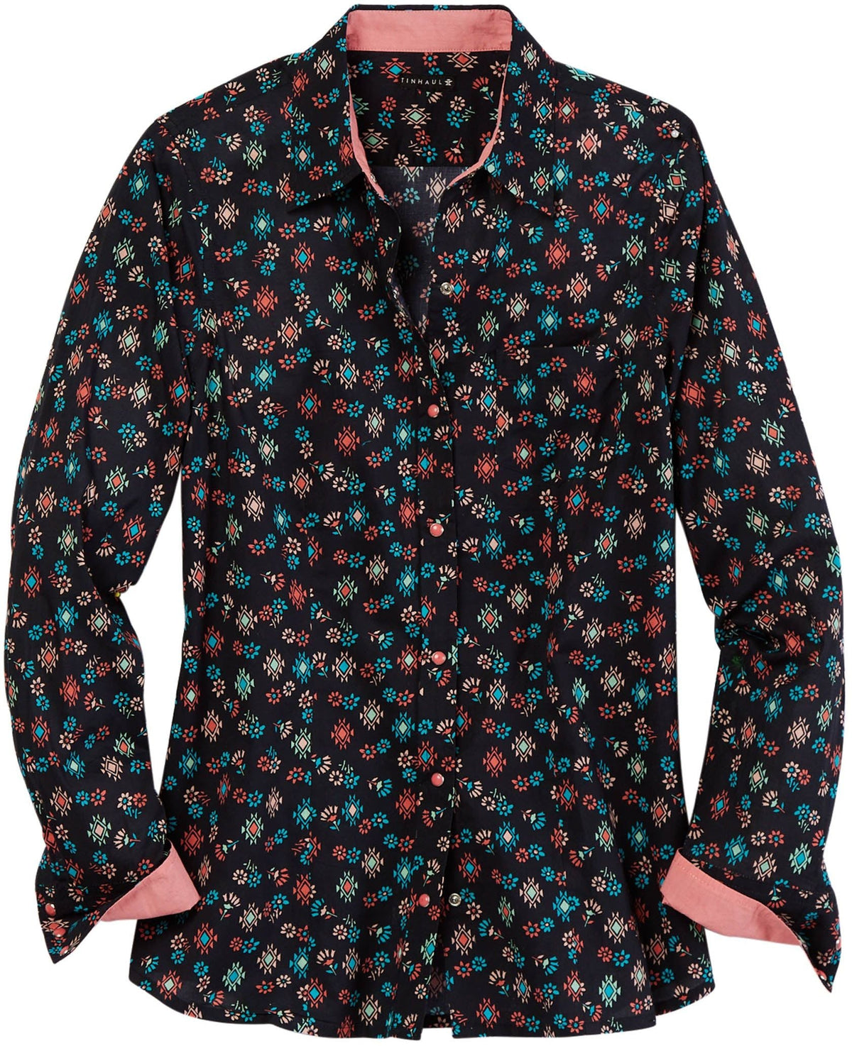 Tin Haul Womens Floral Aztec Print Long Sleeve Snap Western Shirt - Tin Haul - Flyclothing LLC