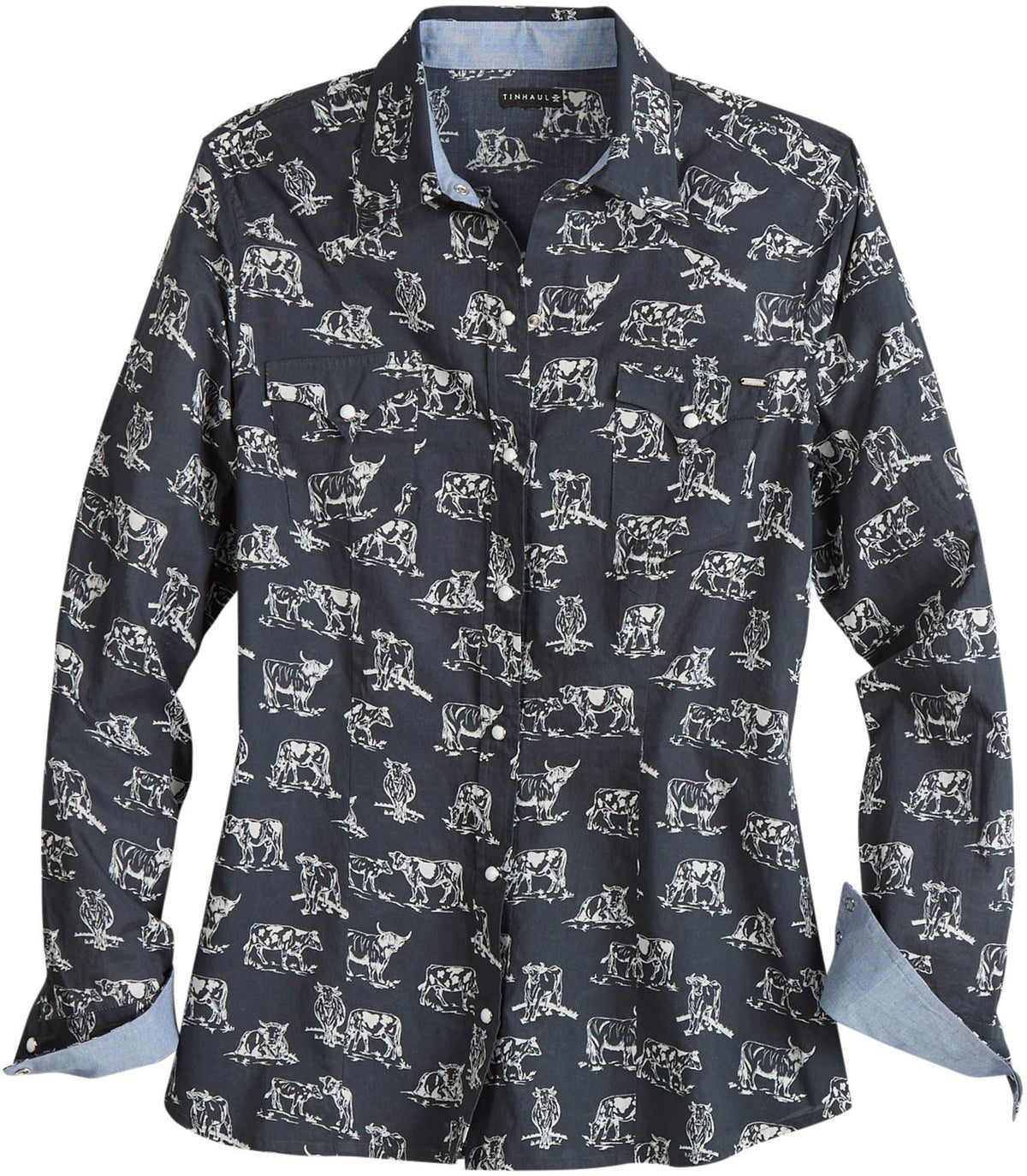 Tin Haul Womens Cow Toile Long Sleeve Snap Western Shirt - Tin Haul - Flyclothing LLC