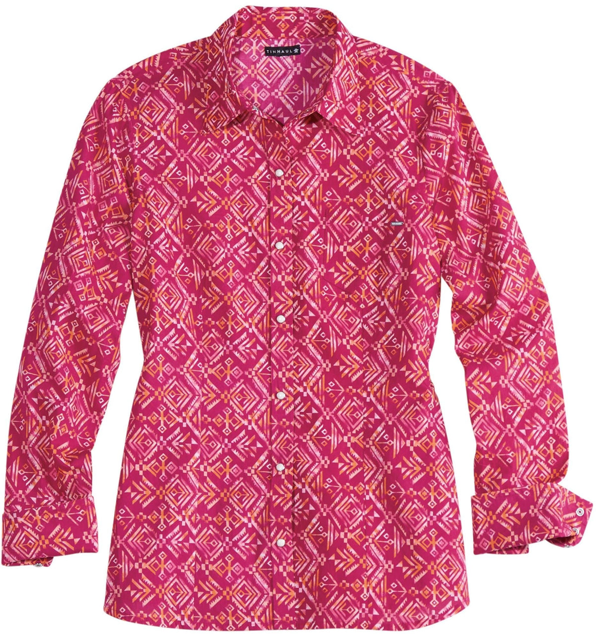 Tin Haul Womens Water Color Aztec Print Long Sleeve Snap Western Shirt - Tin Haul - Flyclothing LLC