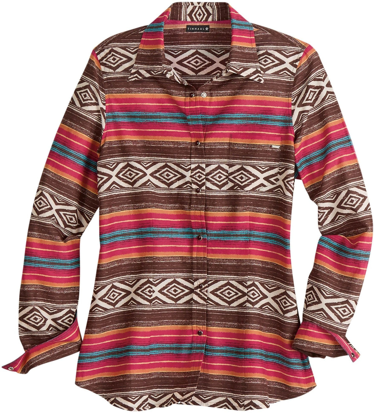 Tin Haul Womens Aztec Blanket Ombre Long Sleeve Snap Western Shirt - Tin Haul - Flyclothing LLC