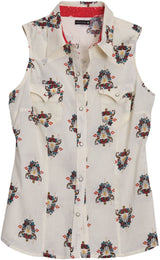 Tin Haul Womens Longhorns Print Western Long Sleeve Western Shirt - Tin Haul - Flyclothing LLC