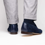 16-672-NVY Tippa Suede & Calfskin Penny Loafers Navy - Zelli Italia - Flyclothing LLC