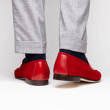 16-672-RED Tippa Suede & Calfskin Penny Loafers Red - Zelli Italia - Flyclothing LLC
