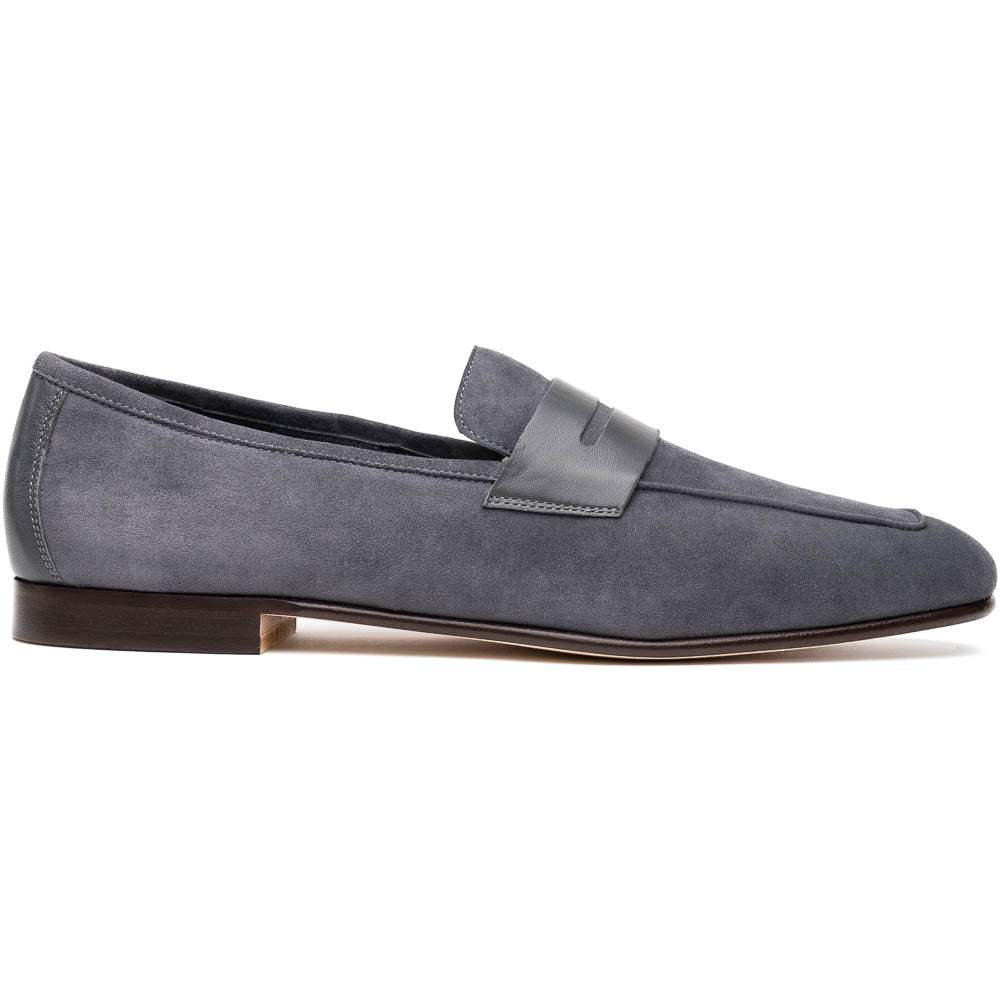 16-672-GRY Tippa Suede & Calfskin Penny Loafers Grey - Zelli Italia - Flyclothing LLC