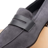 16-672-GRY Tippa Suede & Calfskin Penny Loafers Grey - Zelli Italia - Flyclothing LLC