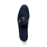 16-672-NVY Tippa Suede & Calfskin Penny Loafers Navy - Zelli Italia - Flyclothing LLC