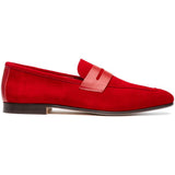 16-672-RED Tippa Suede & Calfskin Penny Loafers Red - Zelli Italia - Flyclothing LLC