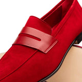 16-672-RED Tippa Suede & Calfskin Penny Loafers Red - Zelli Italia - Flyclothing LLC
