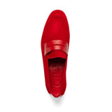 16-672-RED Tippa Suede & Calfskin Penny Loafers Red - Zelli Italia - Flyclothing LLC