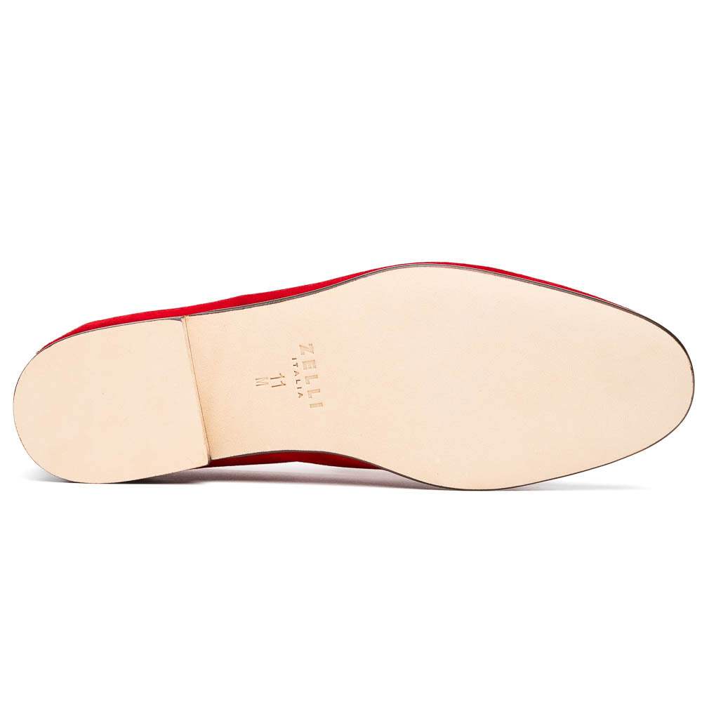 16-672-RED Tippa Suede & Calfskin Penny Loafers Red - Zelli Italia - Flyclothing LLC
