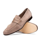 16-672-TPE Tippa Suede & Calfskin Penny Loafers Taupe - Zelli Italia - Flyclothing LLC