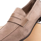 16-672-TPE Tippa Suede & Calfskin Penny Loafers Taupe - Zelli Italia - Flyclothing LLC