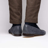 16-672-GRY Tippa Suede & Calfskin Penny Loafers Grey - Zelli Italia - Flyclothing LLC