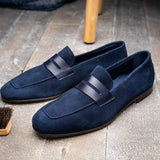 16-672-NVY Tippa Suede & Calfskin Penny Loafers Navy - Zelli Italia - Flyclothing LLC