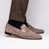 16-672-TPE Tippa Suede & Calfskin Penny Loafers Taupe - Zelli Italia - Flyclothing LLC