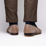 16-672-TPE Tippa Suede & Calfskin Penny Loafers Taupe - Zelli Italia - Flyclothing LLC