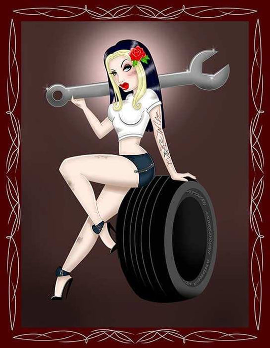 Black Market Art Company Tire Girl Print - Black Market Art Company - Flyclothing LLC