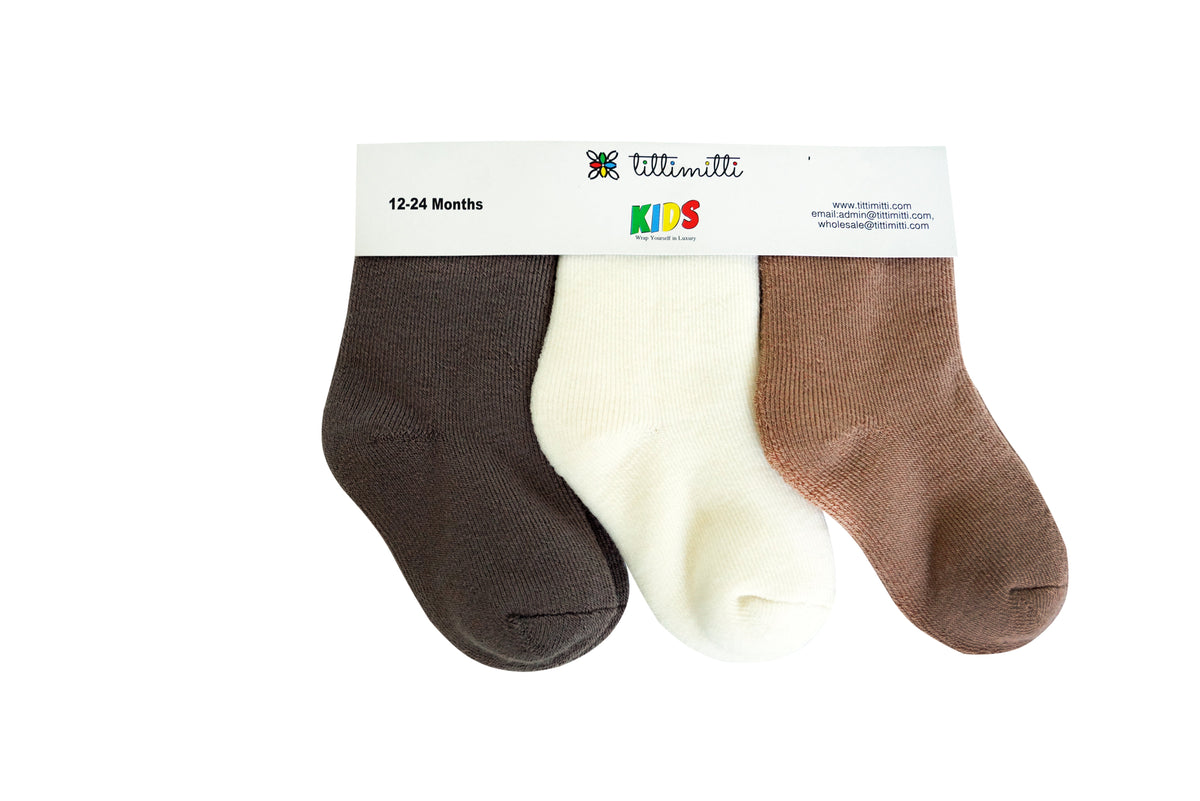 tittimitti® Baby & Toddler 75% Merino Wool Terry Socks 3-Pack – Ages 3–24 Months - tittimitti - Flyclothing LLC