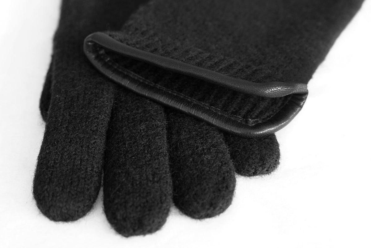 tittimitti® 100% Virgin Wool Unisex Gloves with Genuine Leather Trim