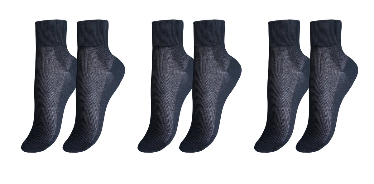 TITTIMITTI® Women's 100% Mercerized Cotton Filo di Scozia Ankle Socks — 3-Pack, Made in Italy