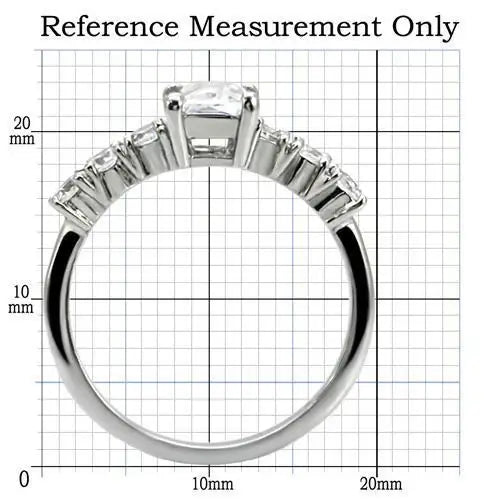 TK002 - High polished (no plating) Stainless Steel Ring with AAA Grade CZ in Clear - Alamode - Flyclothing LLC