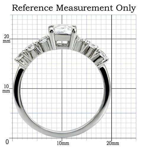 TK002 - High polished (no plating) Stainless Steel Ring with AAA Grade CZ in Clear - Alamode - Flyclothing LLC