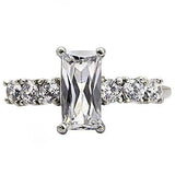 TK002 - High polished (no plating) Stainless Steel Ring with AAA Grade CZ in Clear - Alamode - Flyclothing LLC