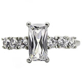 TK002 - High polished (no plating) Stainless Steel Ring with AAA Grade CZ  in Clear - Alamode