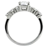 TK002 - High polished (no plating) Stainless Steel Ring with AAA Grade CZ  in Clear - Alamode