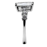 TK002 - High polished (no plating) Stainless Steel Ring with AAA Grade CZ in Clear - Alamode - Flyclothing LLC
