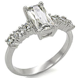 TK002 - High polished (no plating) Stainless Steel Ring with AAA Grade CZ  in Clear - Alamode