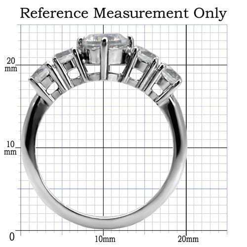 TK003 - High polished (no plating) Stainless Steel Ring with AAA Grade CZ in Clear - Alamode - Flyclothing LLC