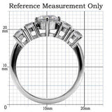 TK003 - High polished (no plating) Stainless Steel Ring with AAA Grade CZ  in Clear - Alamode