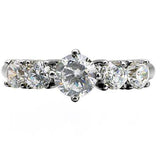 TK003 - High polished (no plating) Stainless Steel Ring with AAA Grade CZ in Clear - Alamode - Flyclothing LLC