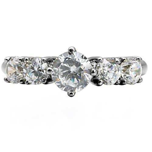 TK003 - High polished (no plating) Stainless Steel Ring with AAA Grade CZ in Clear - Alamode - Flyclothing LLC