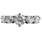 TK003 - High polished (no plating) Stainless Steel Ring with AAA Grade CZ  in Clear - Alamode