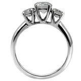 TK004 - High polished (no plating) Stainless Steel Ring with AAA Grade CZ in Clear - Alamode - Flyclothing LLC