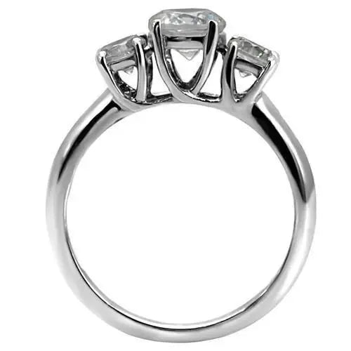 TK004 - High polished (no plating) Stainless Steel Ring with AAA Grade CZ in Clear - Alamode - Flyclothing LLC
