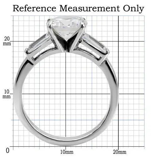 TK005 - High polished (no plating) Stainless Steel Ring with AAA Grade CZ in Clear - Alamode - Flyclothing LLC