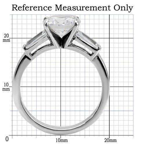 TK005 - High polished (no plating) Stainless Steel Ring with AAA Grade CZ in Clear - Alamode - Flyclothing LLC