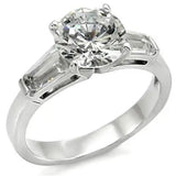TK005 - High polished (no plating) Stainless Steel Ring with AAA Grade CZ  in Clear - Alamode
