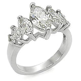 TK006 - High polished (no plating) Stainless Steel Ring with AAA Grade CZ  in Clear - Alamode