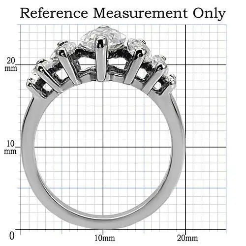 TK006 - High polished (no plating) Stainless Steel Ring with AAA Grade CZ in Clear - Alamode - Flyclothing LLC