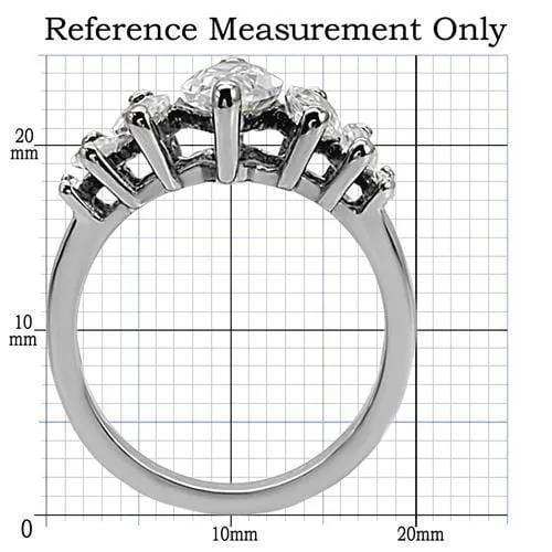 TK006 - High polished (no plating) Stainless Steel Ring with AAA Grade CZ in Clear - Alamode - Flyclothing LLC