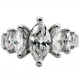 TK006 - High polished (no plating) Stainless Steel Ring with AAA Grade CZ  in Clear - Alamode
