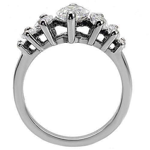 TK006 - High polished (no plating) Stainless Steel Ring with AAA Grade CZ in Clear - Alamode - Flyclothing LLC
