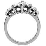 TK006 - High polished (no plating) Stainless Steel Ring with AAA Grade CZ  in Clear - Alamode