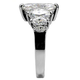 TK006 - High polished (no plating) Stainless Steel Ring with AAA Grade CZ in Clear - Alamode - Flyclothing LLC